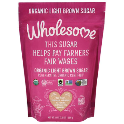 Wholesome Organic Sugar Light Brown - 24 Oz - Image 1