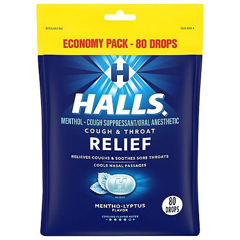 Halls Cough Drops Menthol Lyptus - 80 Count