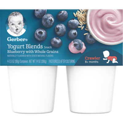  Gerber Baby Food Crawler Yogurt Blends Blueberry With Whole Grains - 4-3.5 Oz 