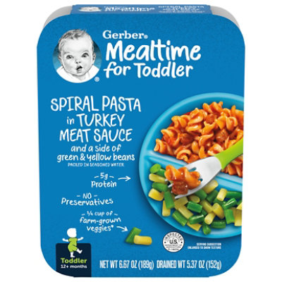 Gerber Lil Entrees Spiral Pasta in Turkey Meat Sauce with Green and Yellow Beans Tray - 6.67 Oz - Image 3