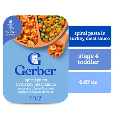 Gerber Lil Entrees Spiral Pasta in Turkey Meat Sauce with Green and Yellow Beans Tray - 6.67 Oz - Image 2