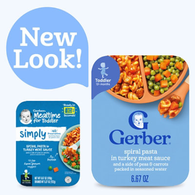 Gerber Lil Entrees Spiral Pasta in Turkey Meat Sauce with Green and Yellow Beans Tray - 6.67 Oz - Image 3