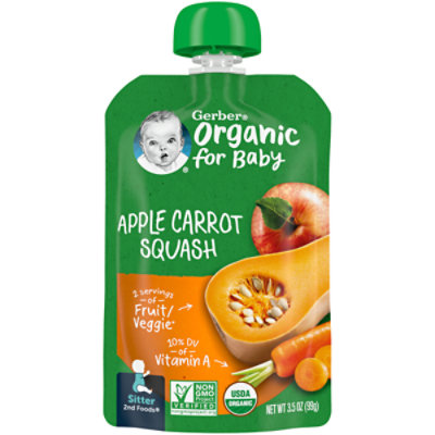 Gerber 2nd Fds Apl Carrot Squash Organic - 3.5 Oz