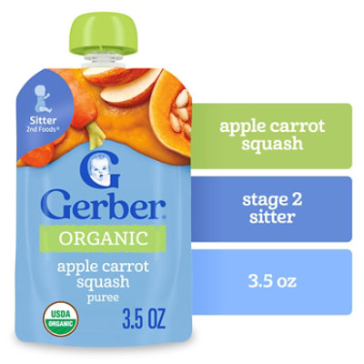 Gerber 2nd Fds Apl Carrot Squash Organic - 3.5 Oz