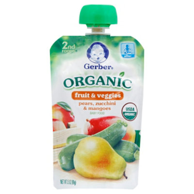 Gerber 2nd Foods Orgnc Pear Zucchini Mango - 3.5 Oz
