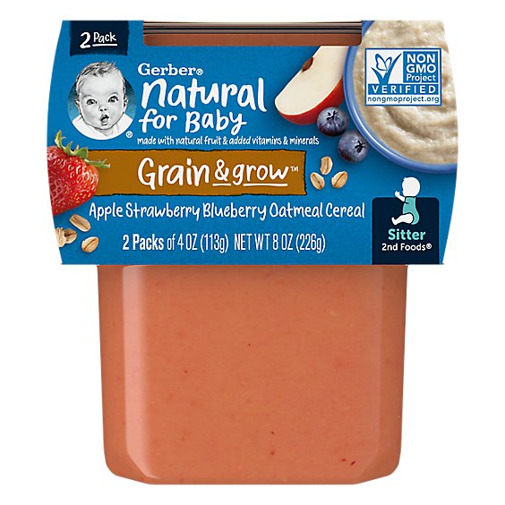 Gerber 2nd Foods Apple Strawberry Blueberry With Mixed Cereal Baby Food Tubs - 2-4 Oz