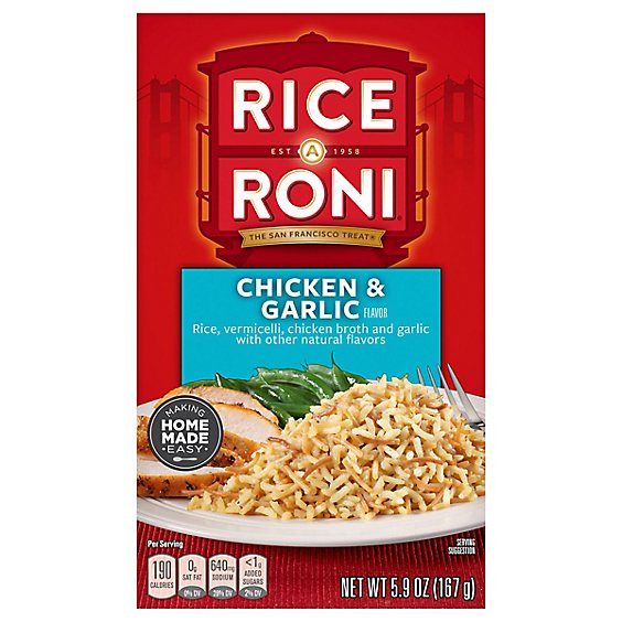 Rice-A-Roni Rice Chicken & Garlic Flavor Box - 5.9 Oz