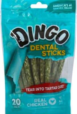 Dingo Rawhide Chew Dental Stick Real Chicken 20 Count Pouch - 6.3 Oz - Image 2