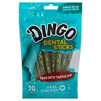 Dingo Rawhide Chew Dental Stick Real Chicken 20 Count Pouch - 6.3 Oz - Image 1