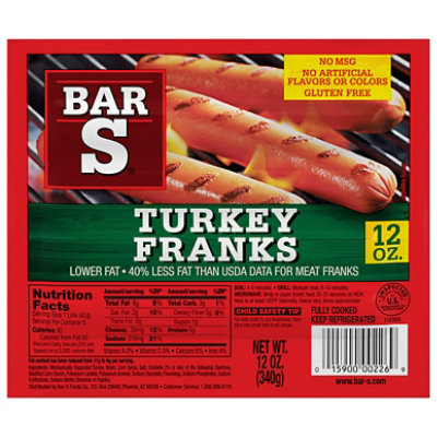 Bar-S Franks Turkey - 12 Oz - Image 1