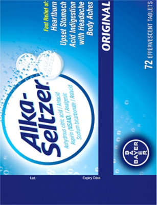 Alka-Seltzer Antacid Analgesic Effervescent Tablets Original - 72 Count - Image 4