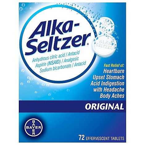 Alka-Seltzer Antacid Analgesic Effervescent Tablets Original - 72 Count