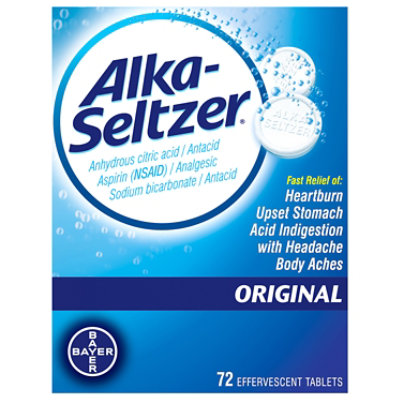 Alka-Seltzer Antacid Analgesic Effervescent Tablets Original - 72 Count