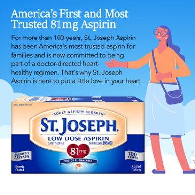 St. Joseph Aspirin Tablets Low Dose 81 mg Enteric Coated Micro - 36 Count - Image 2