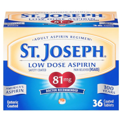 St. Joseph Aspirin Tablets Low Dose 81 mg Enteric Coated Micro - 36 Count - Image 1