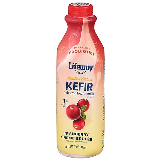 Lifeway Kefir Cultured Milk Smoothie Lowfat Cranberry Creme Brulee - 32 Fl. Oz.