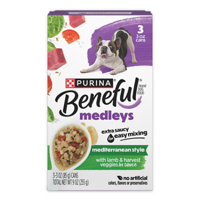 Beneful Dog Food Wet Medleys Lamb Tomatoes Brown Rice & Spinach - 3-3 Oz