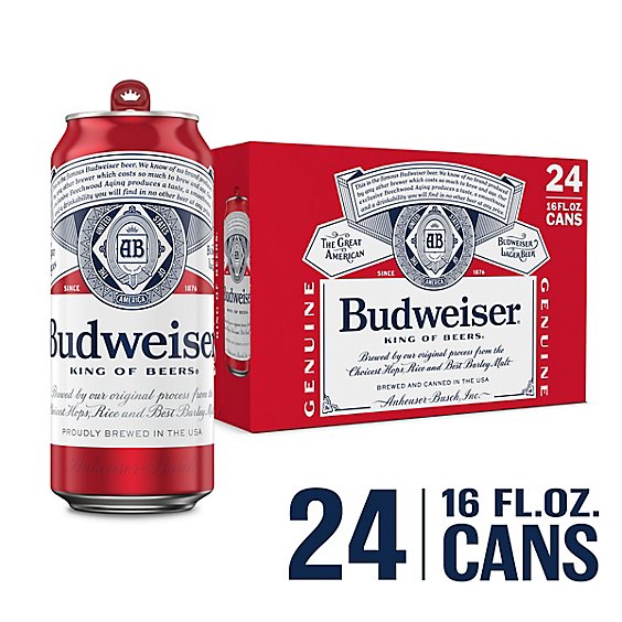Budweiser 5% ABV Beer In Cans - 24-16 Fl. Oz.
