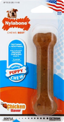 Nylabone Puppy Chew Dog Bone Chicken Flavor Blister Pack - Each - Image 2