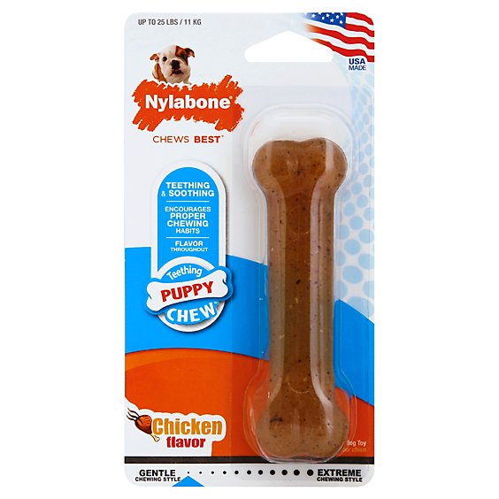 Nylabone Puppy Chew Dog Bone Chicken Flavor Blister Pack - Each