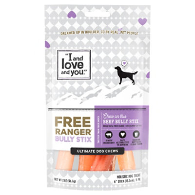 I And Love And You Dog Chews Bully Stix Free Ranger Bag 5 Count - 2.5 Oz - Image 2