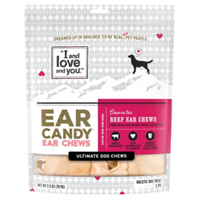 I And Love And You Dog Chews Ear Candy Cow Ears Bag 5 Count - 2.5 Oz - Image 3