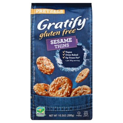 Gratify Pretzels Gluten Free Thins Sesame Seed - 10.5 Oz - Image 3