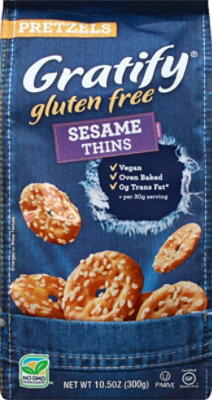 Gratify Pretzels Gluten Free Thins Sesame Seed - 10.5 Oz - Image 1