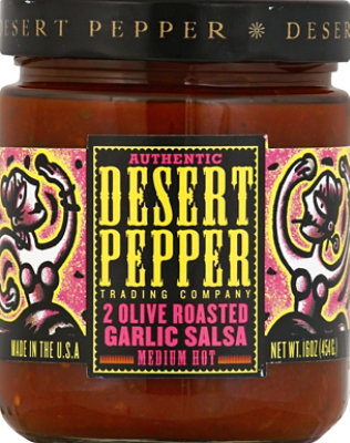 Desert Pepper Salsa 2 Olive Roasted Garlic Medium Hot Jar - 16 Oz - Image 2