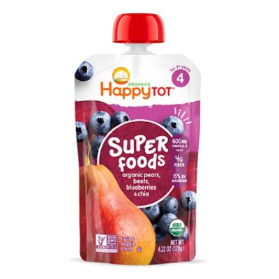 Happy Tot Organics Superfoods Stage Organic Pears Beets Blueberries + Super Chia - 4.22 Oz - Image 1