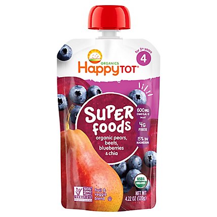 Happy Tot Organics Blueberry Pear & Beet + Super Chia - 4.22 Oz - Image 1