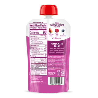 Happy Tot Organics Superfoods Stage Organic Pears Beets Blueberries + Super Chia - 4.22 Oz - Image 2