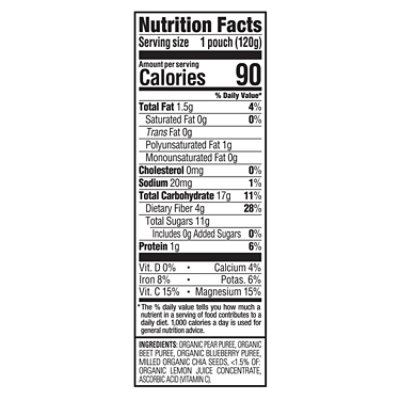 Happy Tot Organics Superfoods Stage Organic Pears Beets Blueberries + Super Chia - 4.22 Oz - Image 3