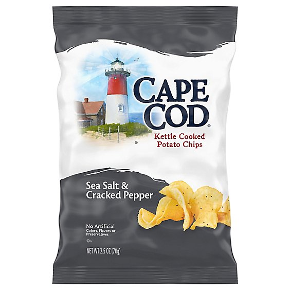 CAPE COD Potato Chips Kettle Cooked Sea Salt & Cracked Pepper - 2.5 Oz