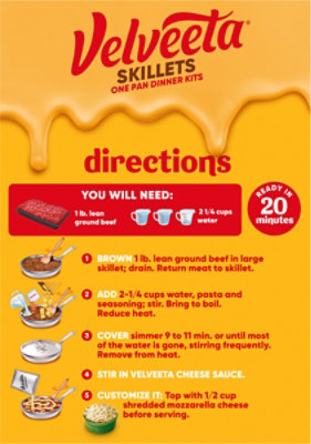 Velveeta Skillets Classic Lasagna One Pan Dinner Kit with Pasta Cheese Sauce & Seasoning - 13.1 Oz - Image 8