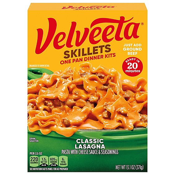 Velveeta Cheesy Skillets Dinner Kit Classic Lasgana Box - 13.1 Oz