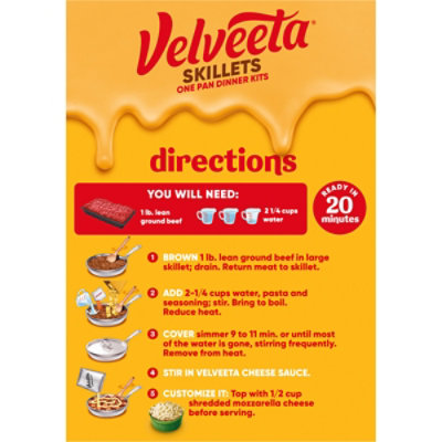Velveeta Skillets Classic Lasagna One Pan Dinner Kit with Pasta Cheese Sauce & Seasoning - 13.1 Oz - Image 3