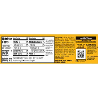 Velveeta Mexican Pasteurized Recipe Cheese Product with Jalapeno Peppers - 16 Oz - Image 7