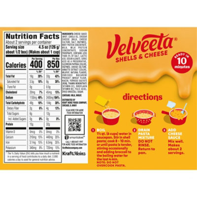 Velveeta Shells & Cheese Broccoli with Shell Pasta Cheese Sauce & Broccoli Florets Box - 9.4 Oz - Image 8