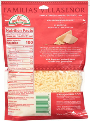 V&V Supremo Cheese Quesadilla Chihuahua Shredded - 7.06 Oz - Image 6