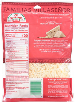 V & V Supremo Cheese Shredded Quesadilla Medium Picante - 7.06 Oz - Image 6