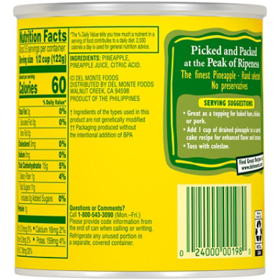 Del Monte Juice Pineapple Crushed Natural - 15.25 Oz - Image 3