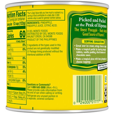 Del Monte Pineapple Tidbits in its Own Juice - 15.25 Oz - Image 3