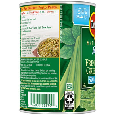 Del Monte Green Beans Blue Lake French Style 50% Less Sodium - 14.5 Oz - Image 2