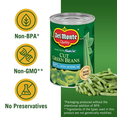 Del Monte Fresh Cut Green Beans Cut Blue Lake 50% Less Sodium - 14.5 Oz - Image 2