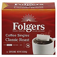 Folgers Coffee Singles Medium Classic Roast Bags 19 Count - 3 Oz - Image 1