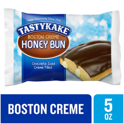 Tastykake Boston Creme Honey Bun Creme Filled and Chocolate Iced Individually Wrapped Pastry - 5 Oz - Image 1