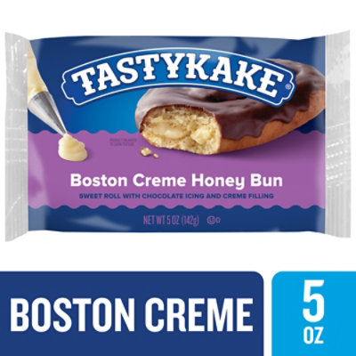 Tastykake Boston Creme Honey Bun Creme Filled and Chocolate Iced Individually Wrapped Pastry - 5 Oz - Image 2