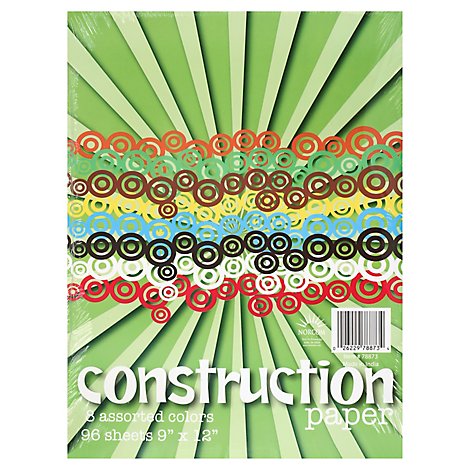 Norcom Construction Paper 8 Assorted Colors Sheets 9x12 - 96 Count