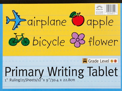 Norcom Primary Writing Tablet Grade Level 1 & 2 Sheets 12x9 25 Sheets - Each - Image 2